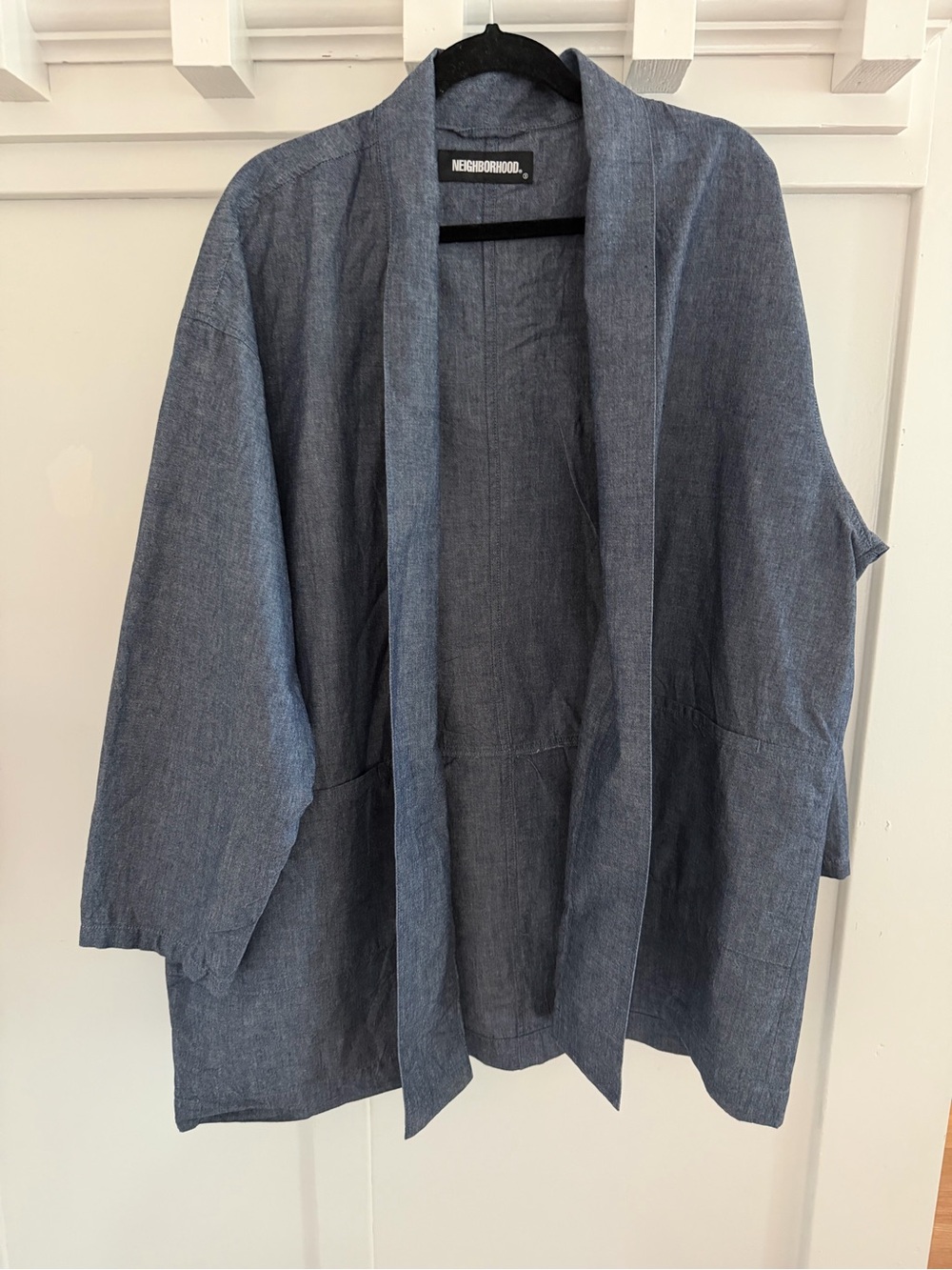Neighborhood Men's Denim-Style Open Jacket in Slate Blue - Picture 5 of 6